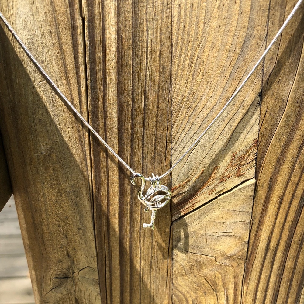 18” silver plated necklace with fresh water pearl